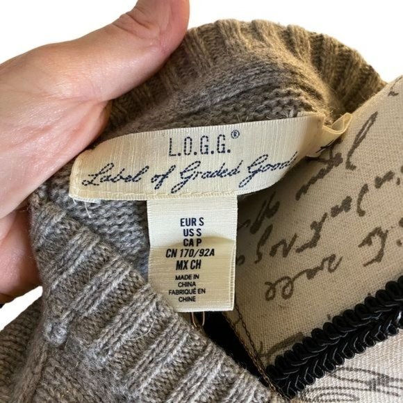 H&M LOGG Sweater Fair Isle Crew Neck Sweater Gray Blue Orange S - Picture 8 of 16